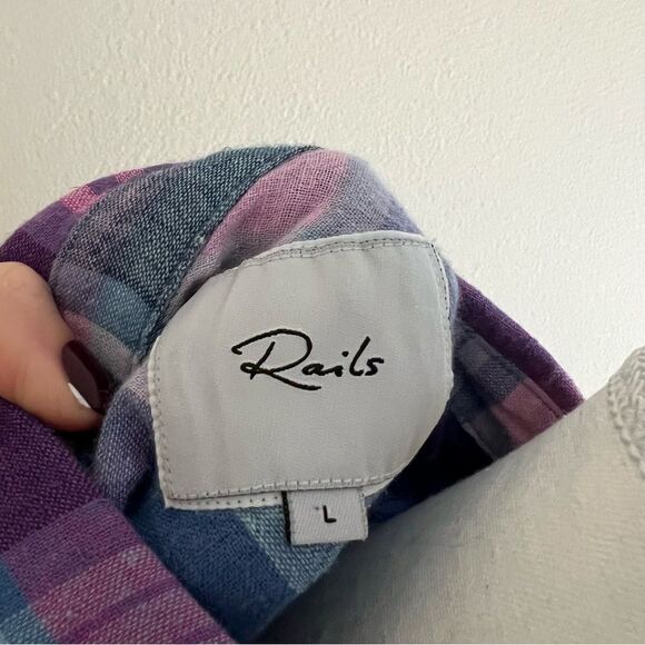 Rails Amelie Plaid Tie Front Button Down Shirt Size Large Short Sleeve - Picture 5 of 6